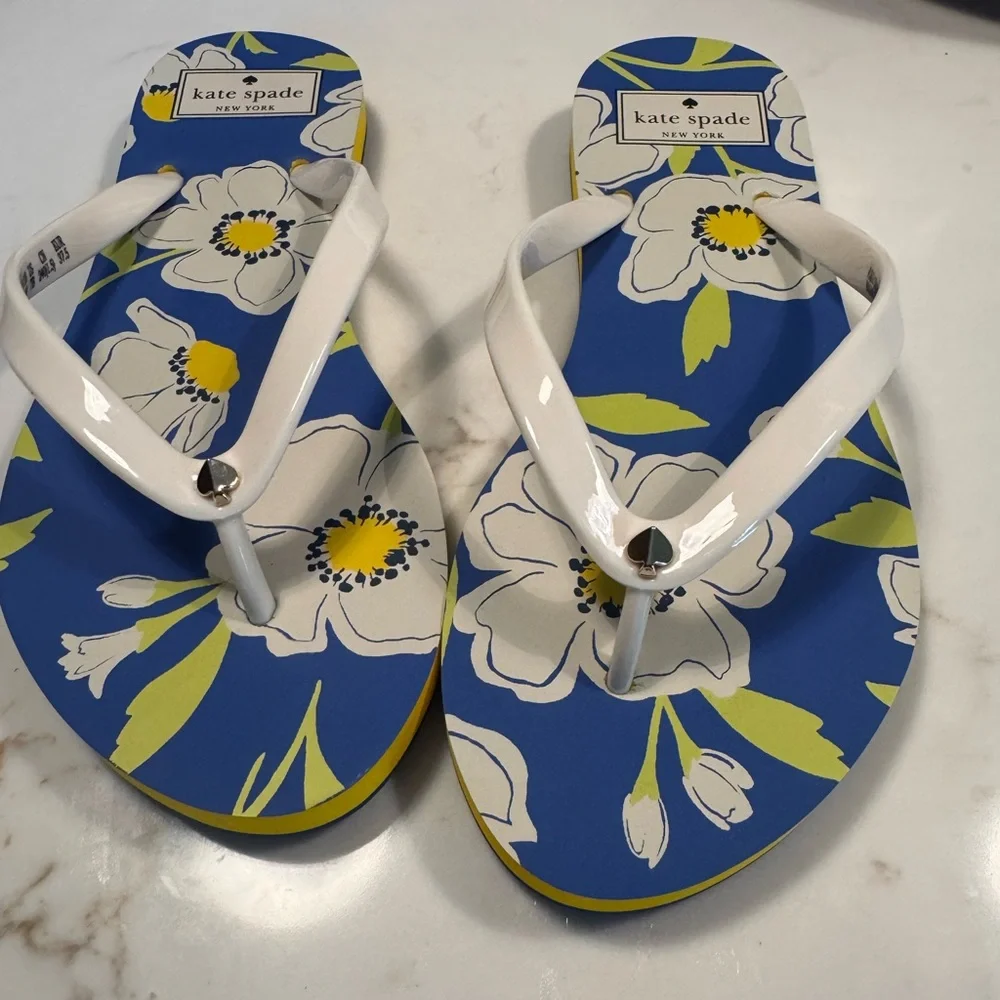 Kate Spade Blue and White Floral Sandals
